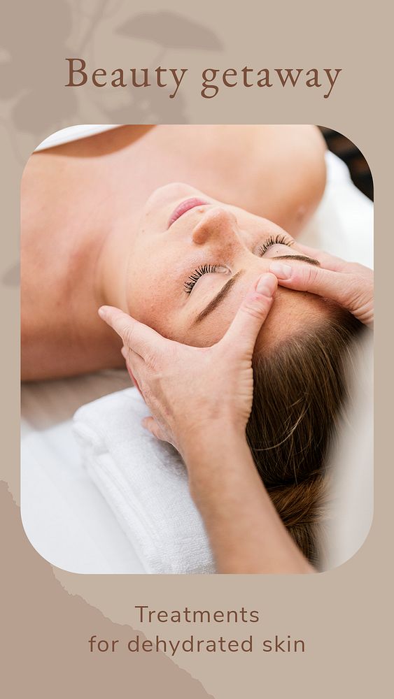 Beauty getaway wellness template psd/vector with facial massage background