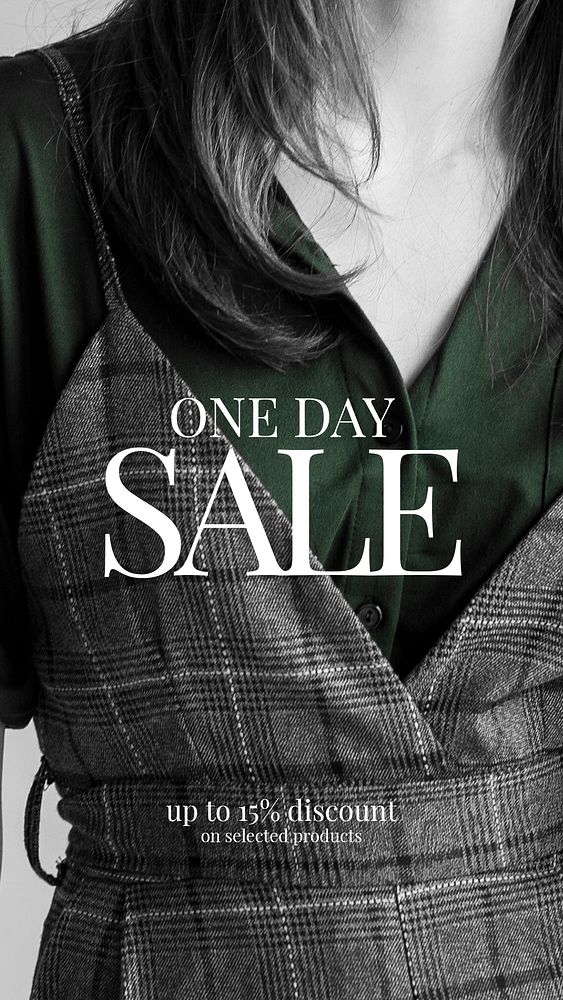 Unisex fashion sale template psd story in green and dark tone