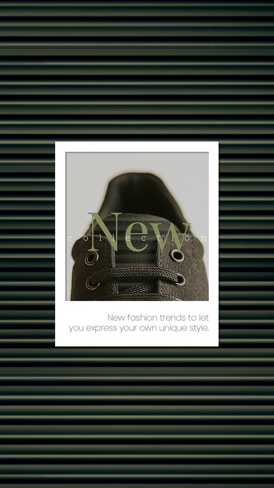 New unisex collection template psd story for fashion and sale in green and dark tone