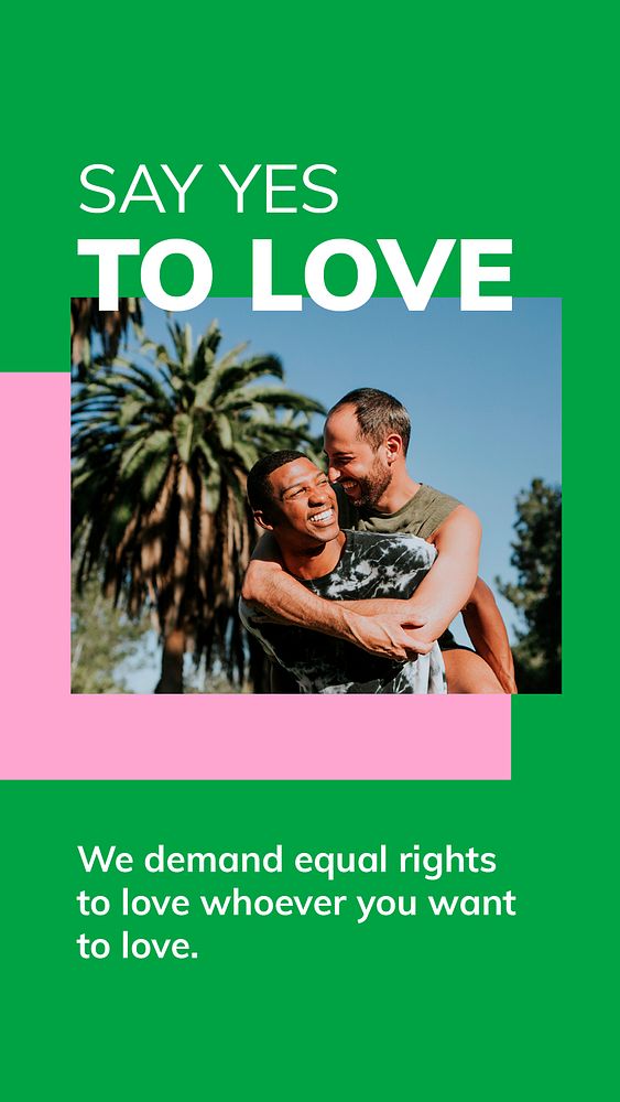 Yes to love template psd LGBTQ pride month celebration social media story