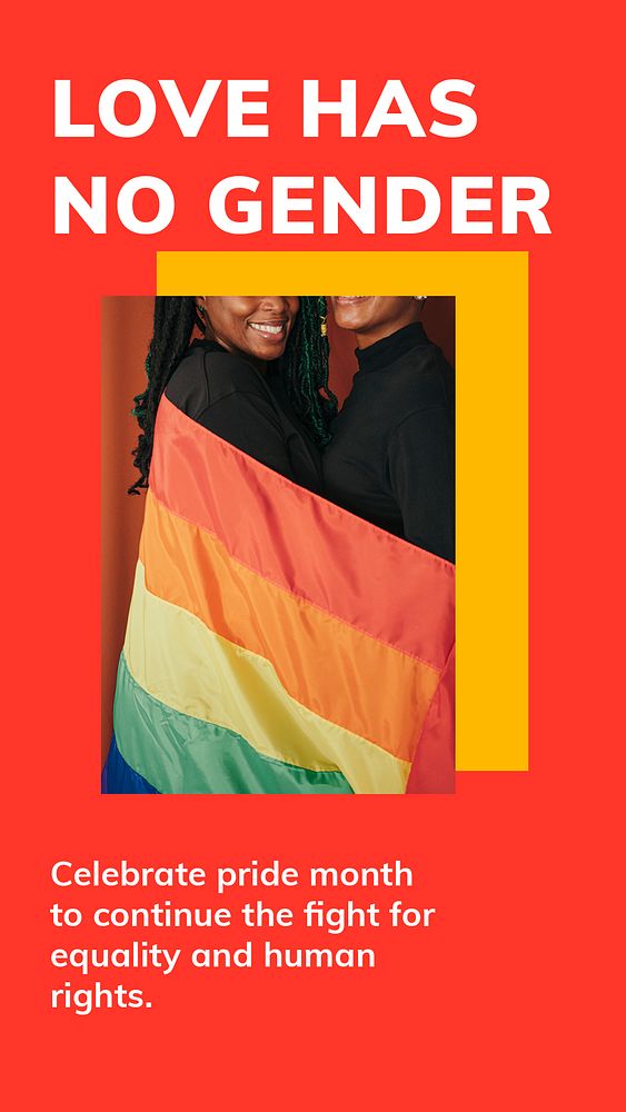 Pride month LGBTQ template psd love has no gender gay rights support social media story