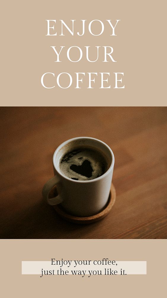 Cafe template psd for social media story enjoy your coffee