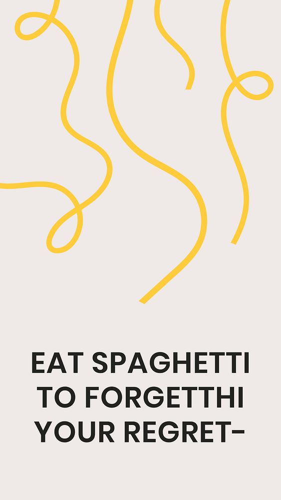 Cute pasta doodle template psd with food quote social media story