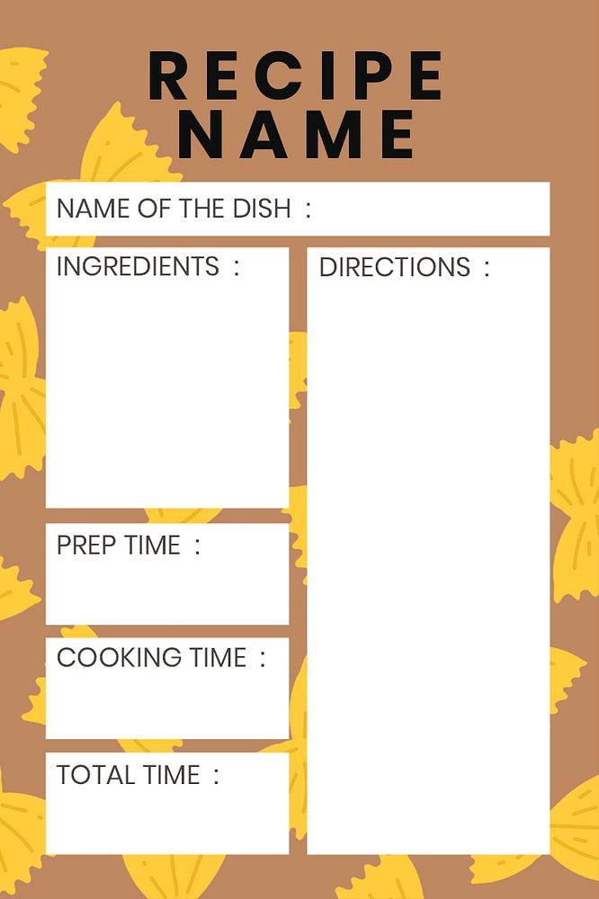 Doodle food recipe template psd in pasta food pattern