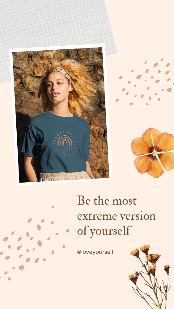 Inspiring self-love template, Instagram story, aesthetic collage psd