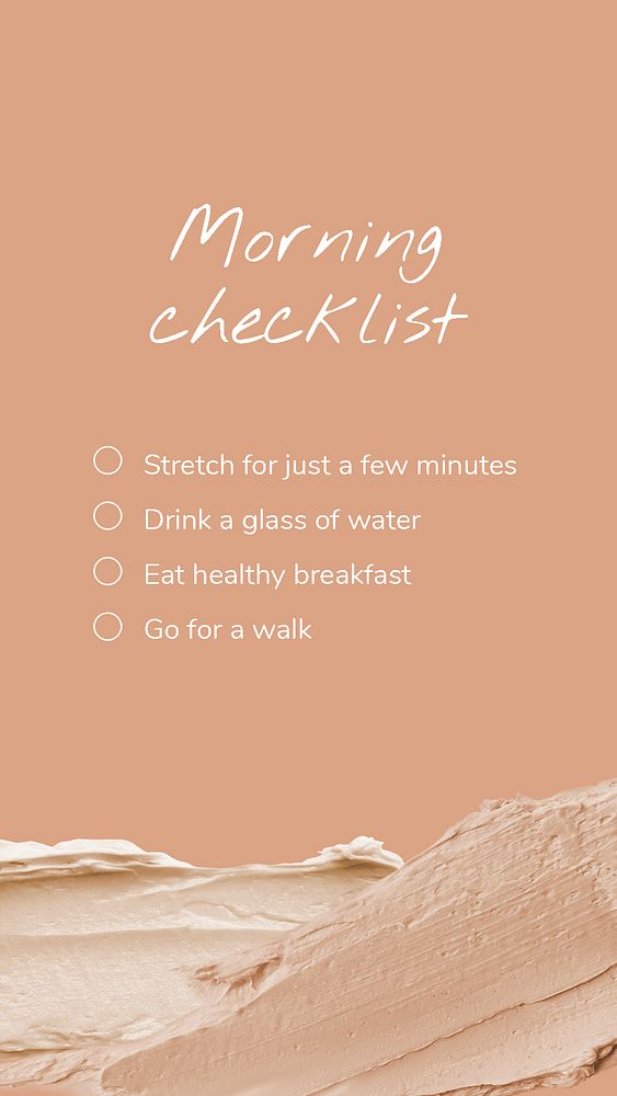 Morning checklist template, aesthetic cream texture psd