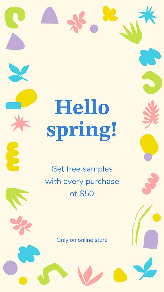 Spring sale template, Instagram story ad psd