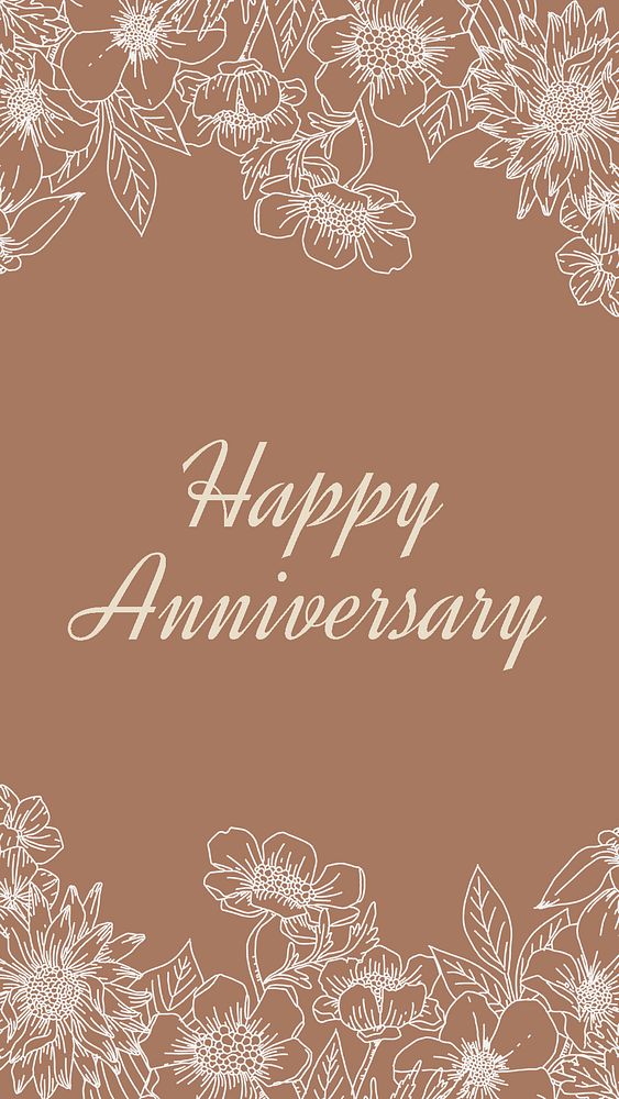 Happy anniversary Instagram story template, aesthetic floral psd