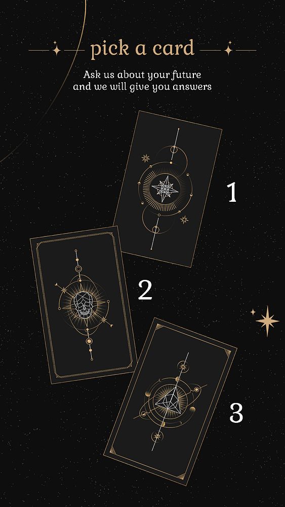 Star & celestial Instagram story template, editable taro card, black and gold design psd