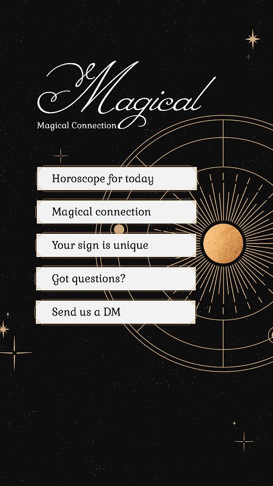 Aesthetic horoscope Instagram story template, black and gold celestial design psd