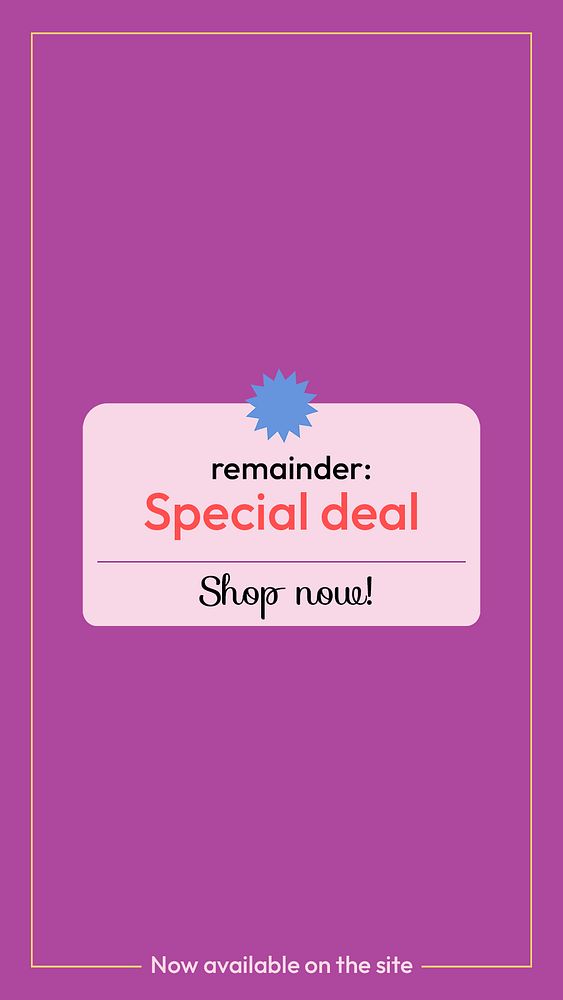 Special discount Facebook story template, purple design for online advertisement psd