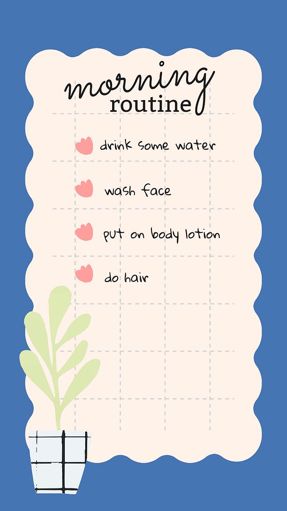 Routine checklist Facebook story template, self love design psd
