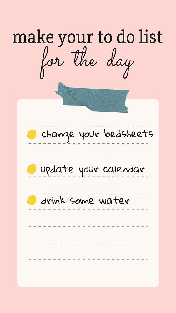 Cute checklist Instagram story template, inspirational self love design psd