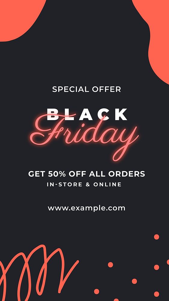 Neon sale template, Black Friday event campaign vector 