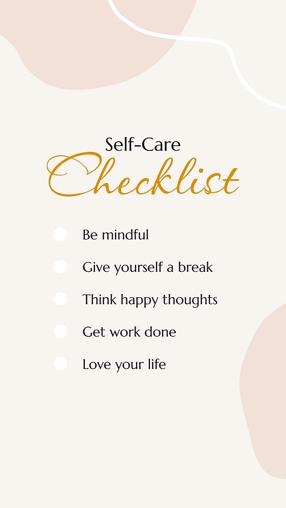 Self-care checklist template, Instagram story, aesthetic design vector