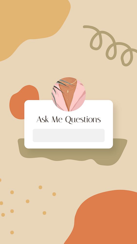 Ask me questions template, social media story in earth tone vector