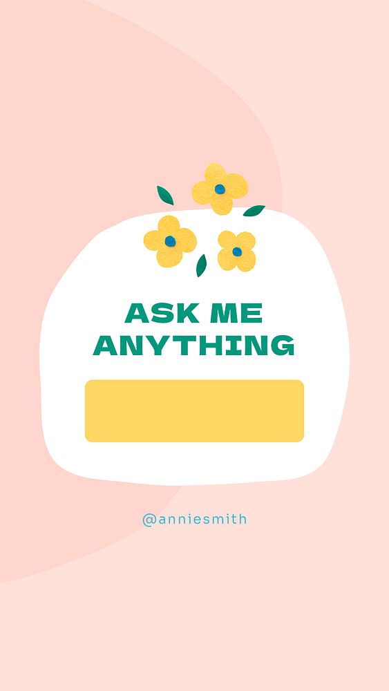 Ask me anything template, social media story in floral design psd