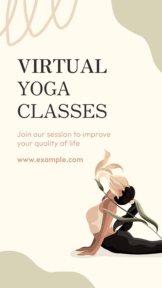 Virtual yoga class template, wellness business advertisement psd
