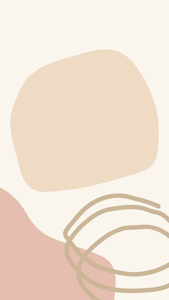 Cute memphis iPhone wallpaper, circle frame, beige background