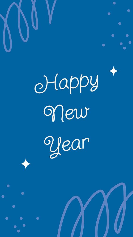 New year greeting template, blue memphis design psd