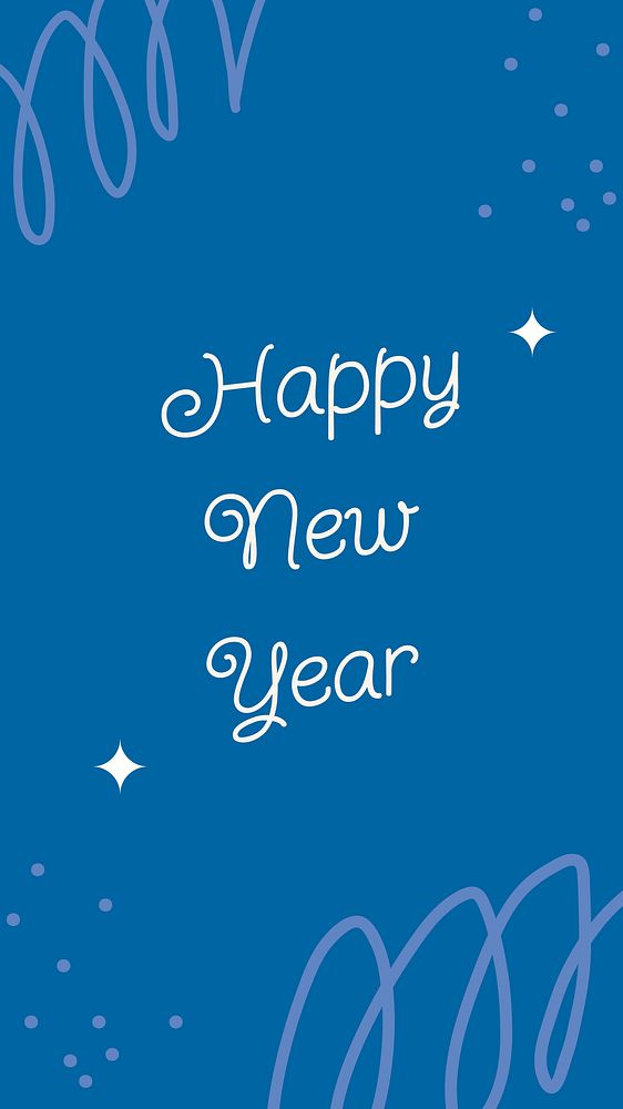 New year greeting template, blue memphis design vector