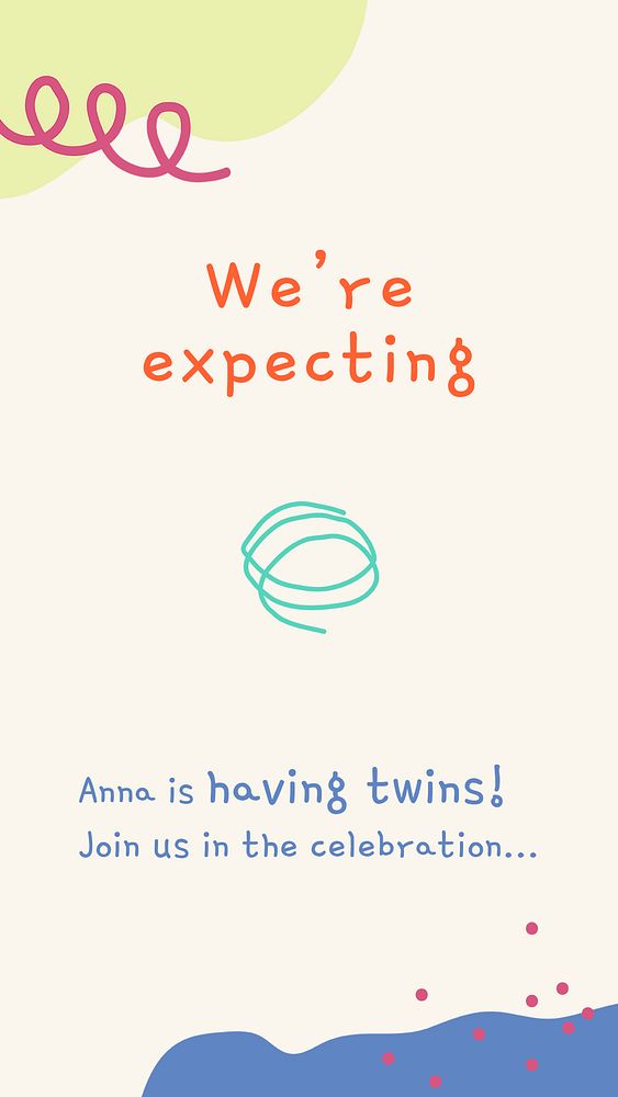 Cute doodle invitation template, celebration event Instagram story psd