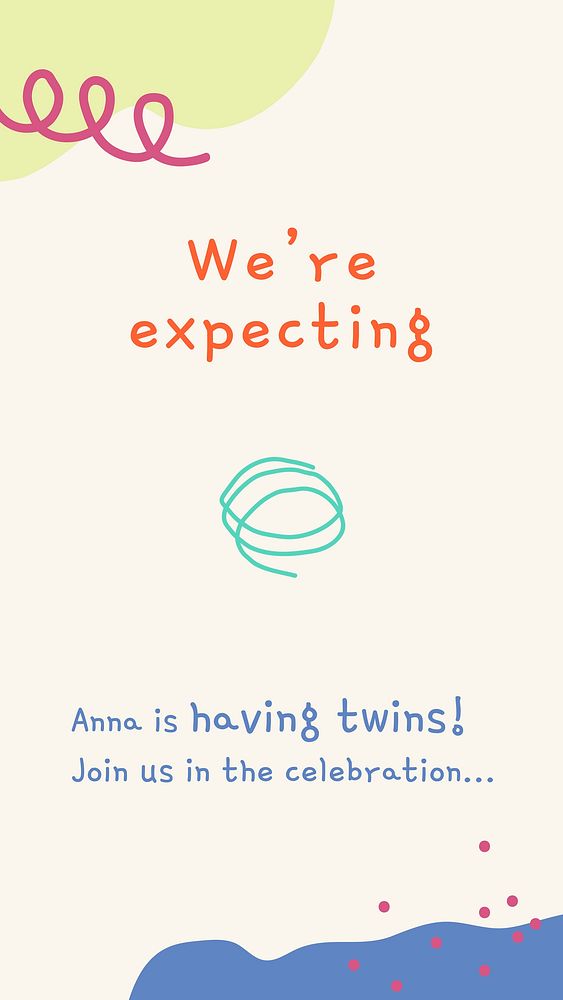 Cute doodle invitation template, celebration event Instagram story vector