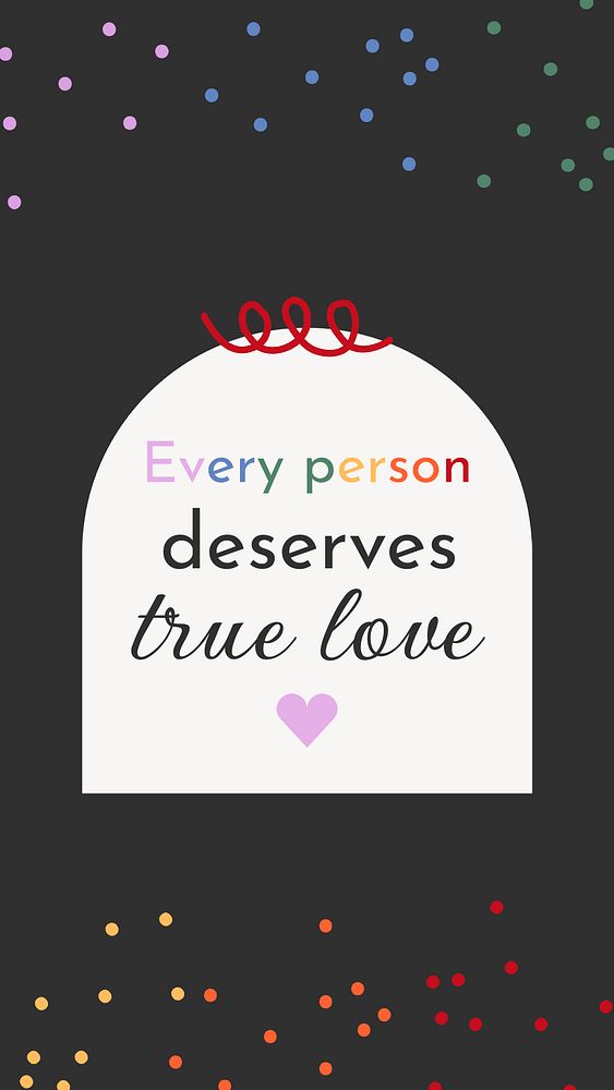 LGBT love quote story template, colorful polka dot design psd
