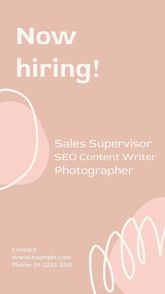 Pink aesthetic Instagram story template, now hiring text vector