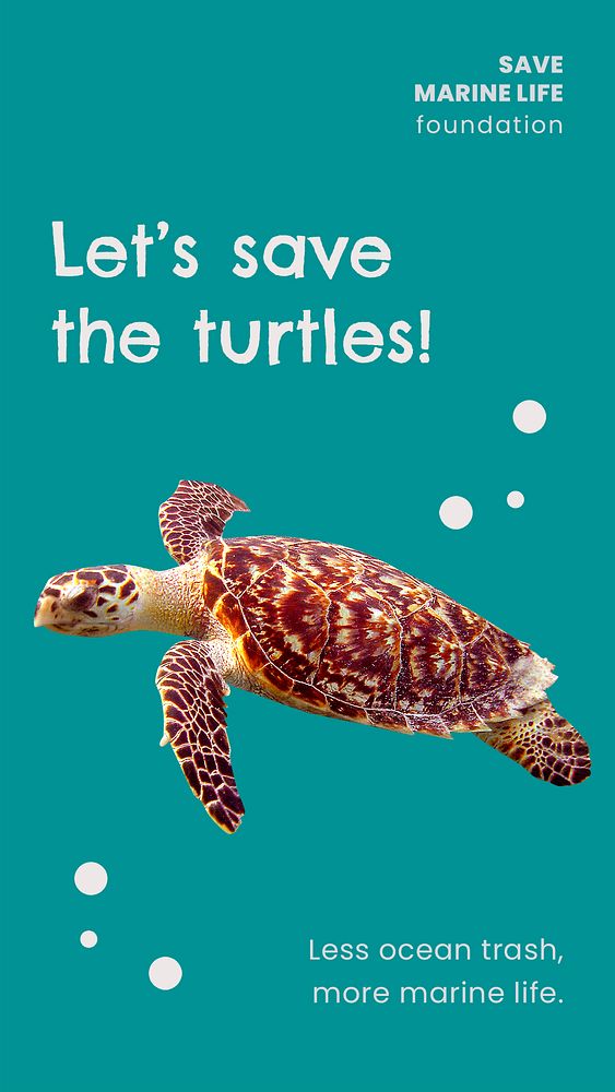 Animal protection Facebook story template, saving marine life design psd
