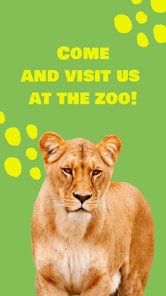 Zoo visiting Facebook story template, lion design psd