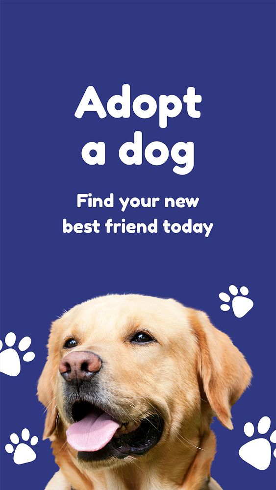 Dog adoption Instagram post template for social media advertisement psd