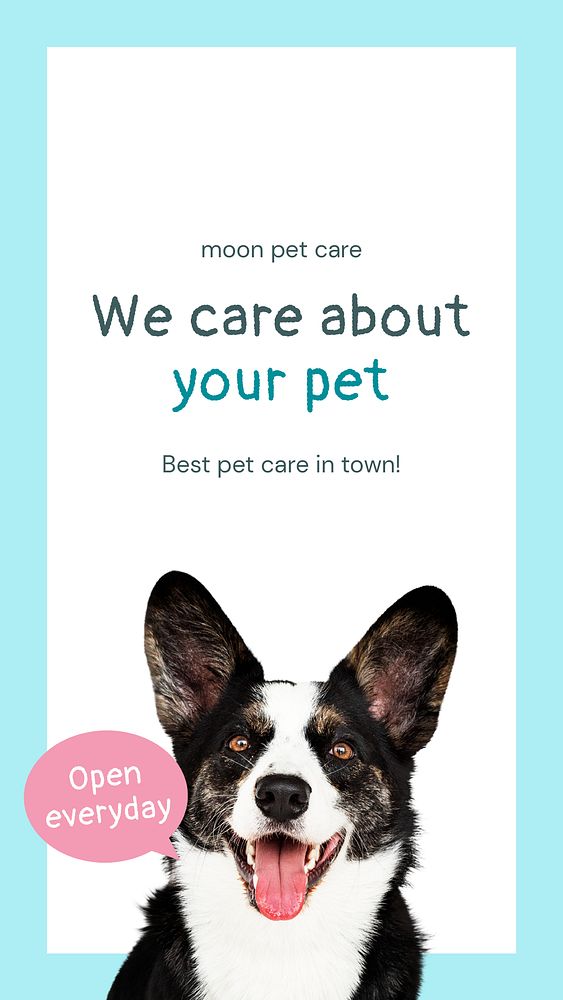 Pet care Facebook story template for social media advertisement psd