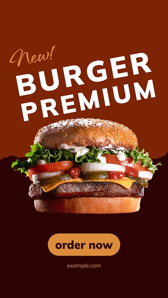 Premium burger Instagram story template, aesthetic food design vector