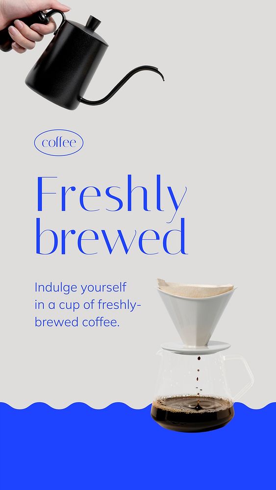Brewed coffee Instagram story template, aesthetic food design vector