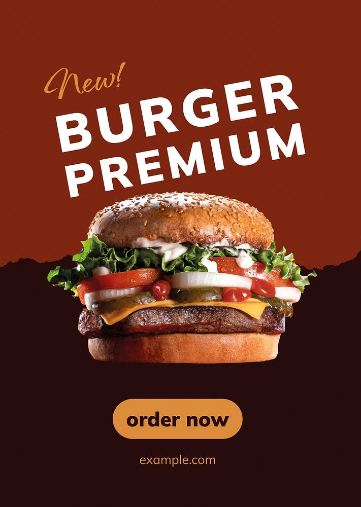 Hamburger restaurant poster template, ordering food online vector