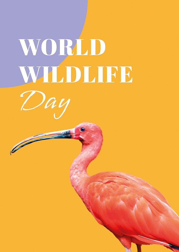 Animal poster template, world wildlife day design vector