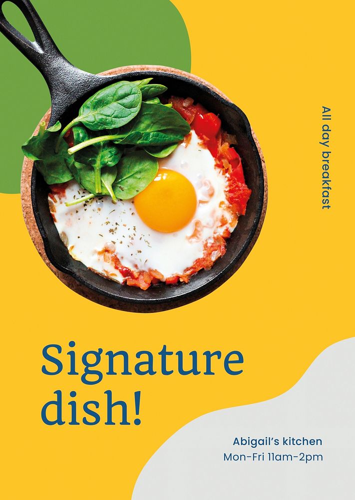 Signature dish poster template, aesthetic food design vector