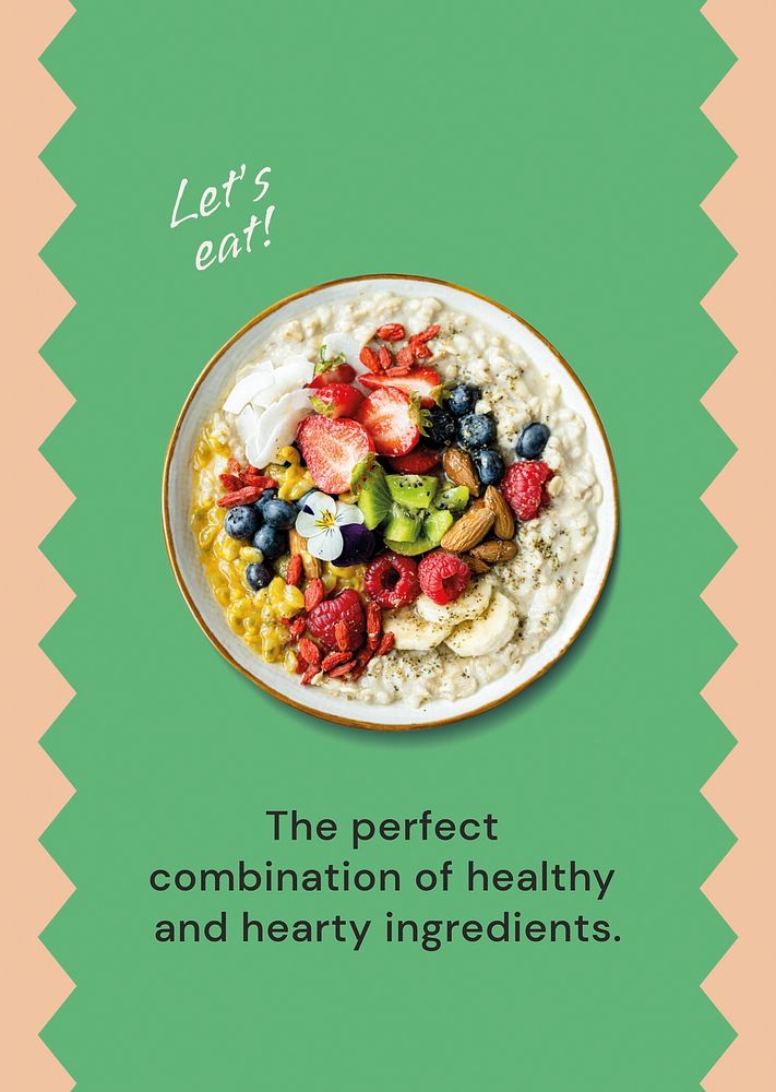 Healthy breakfast poster template, aesthetic food design vector