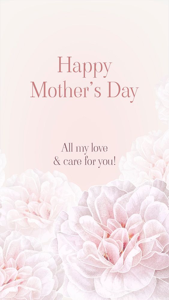 Pink feminine template, mother's day greeting social media story psd