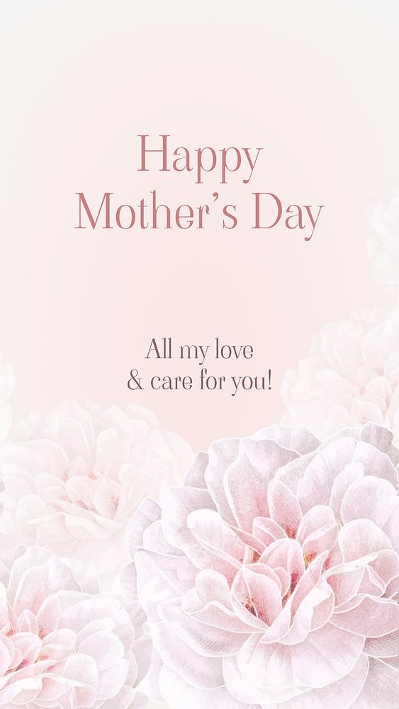 Pink feminine template, mother's day greeting social media story vector