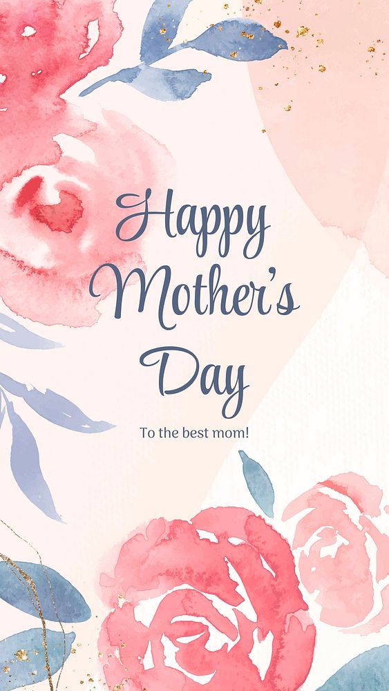 Pink watercolor template, Mother's Day celebration story vector