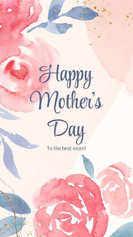 Pink watercolor template, Mother's Day celebration story psd