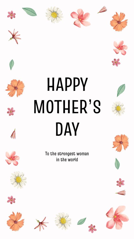 Floral mother's day template, Instagram story greeting vector