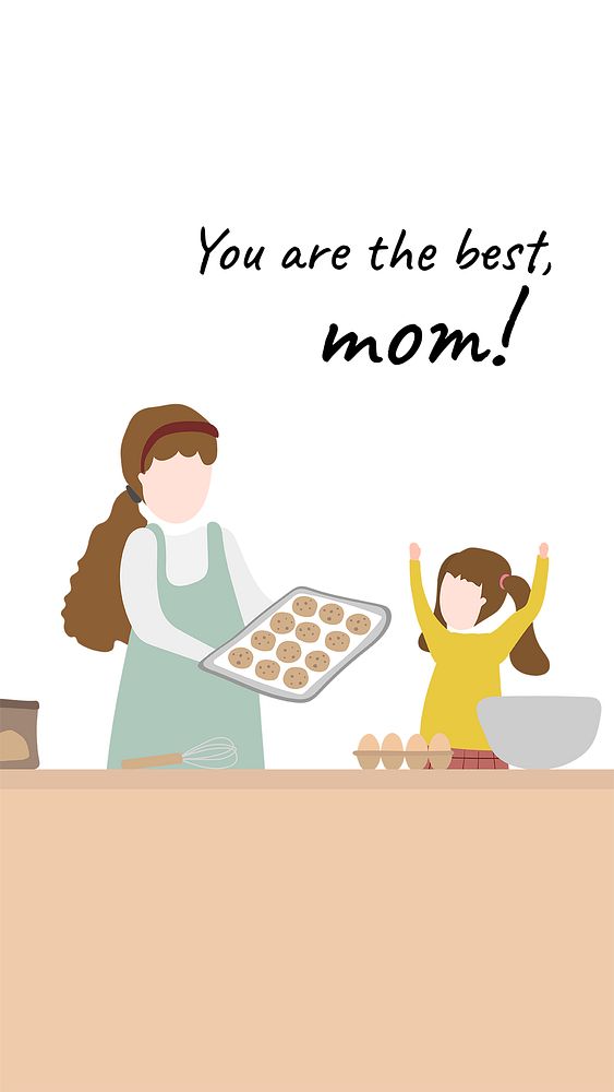 Mother's day cartoon template, greeting story psd