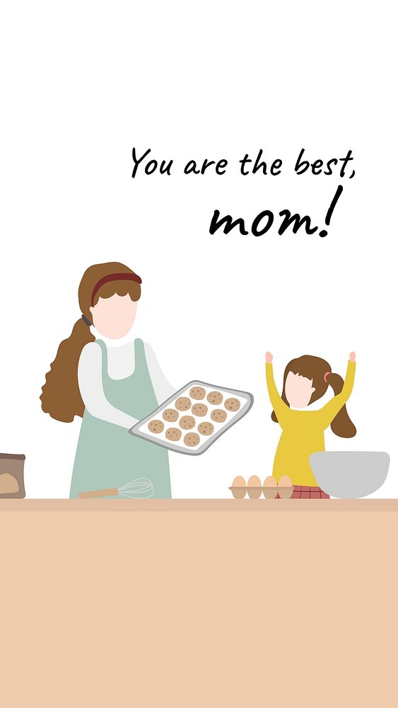 Mother's day cartoon template, greeting story vector