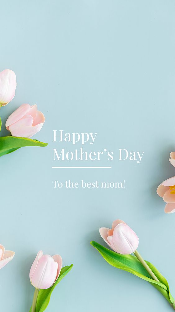 Tulip aesthetic Instagram story template, happy mother's day greeting psd