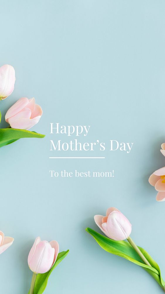 Tulip aesthetic Instagram story template, happy mother's day greeting vector