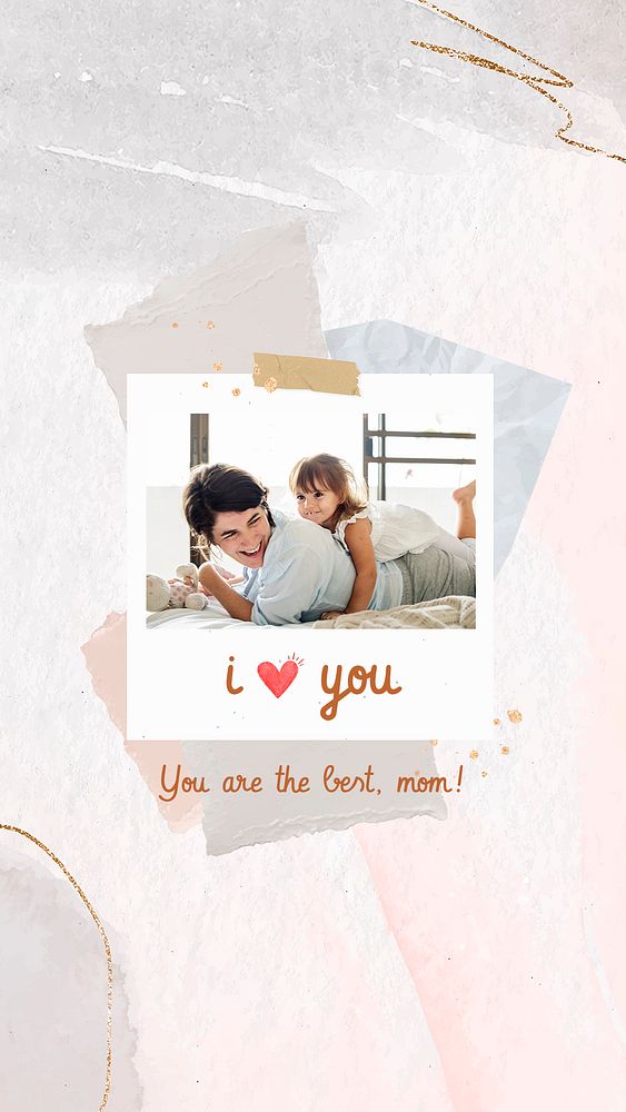 Aesthetic collage template, mother's day greeting story psd