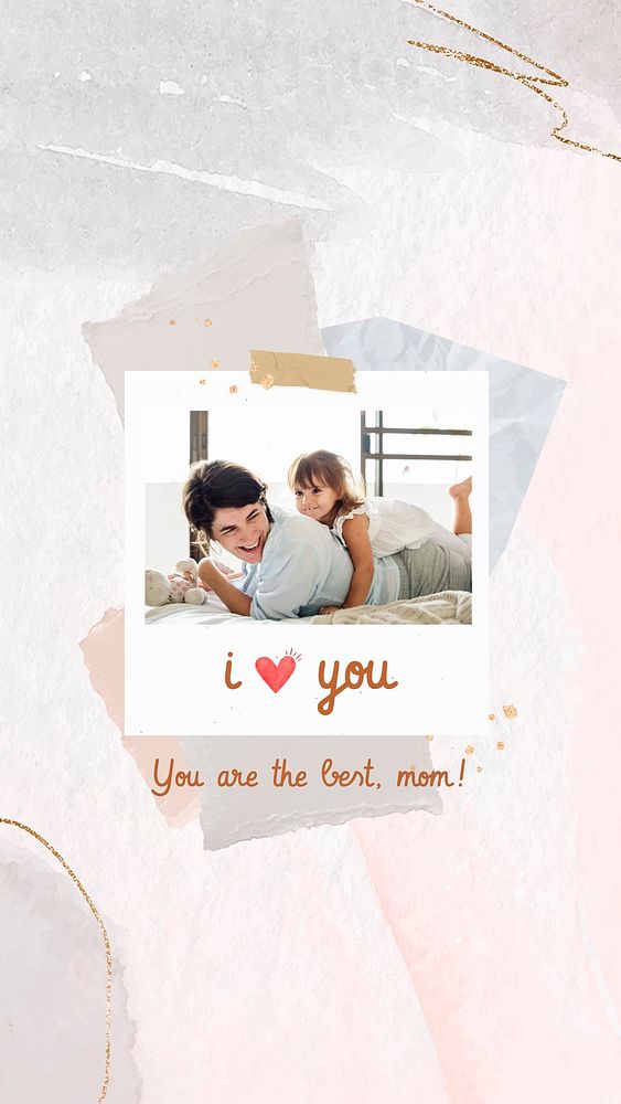 Aesthetic collage template, mother's day greeting story vector